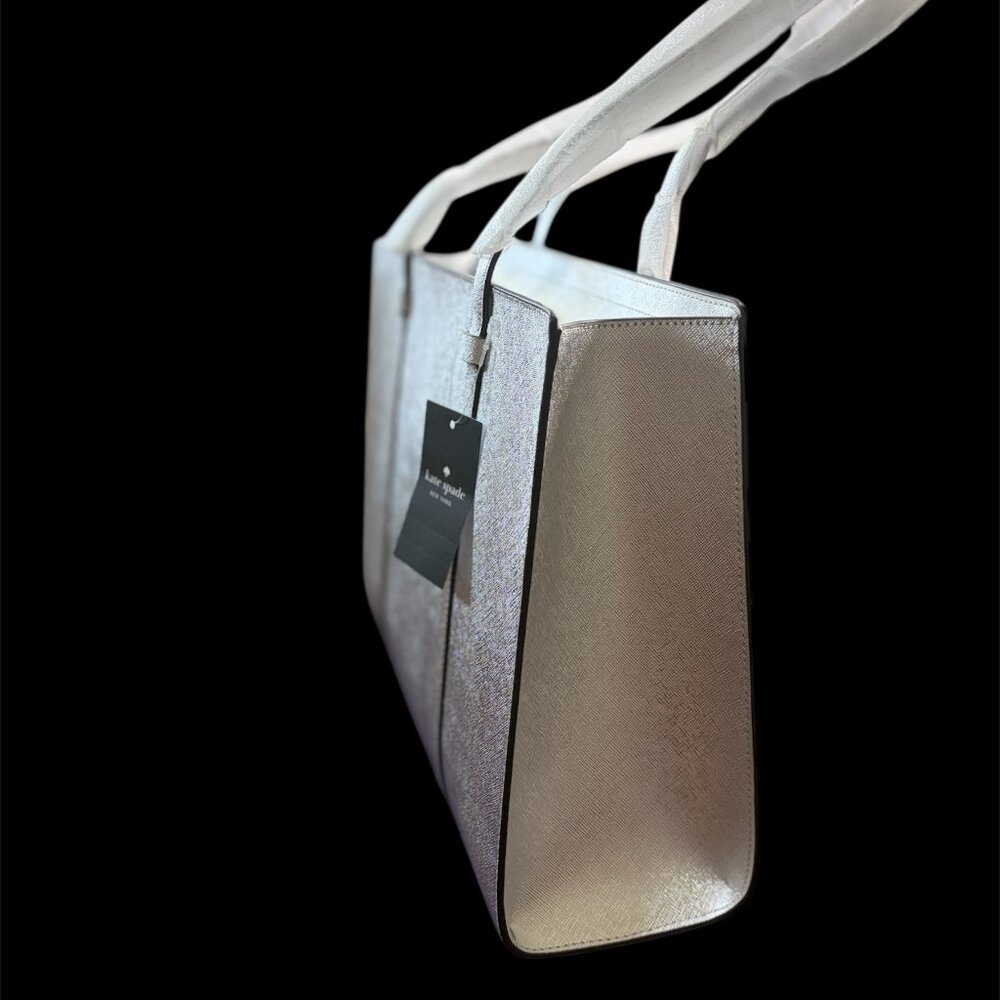 KATE SPADE-KENZIE METALLIC LARGE TOTE BAG NWT WITH DUSTY - Picture 3 of 11